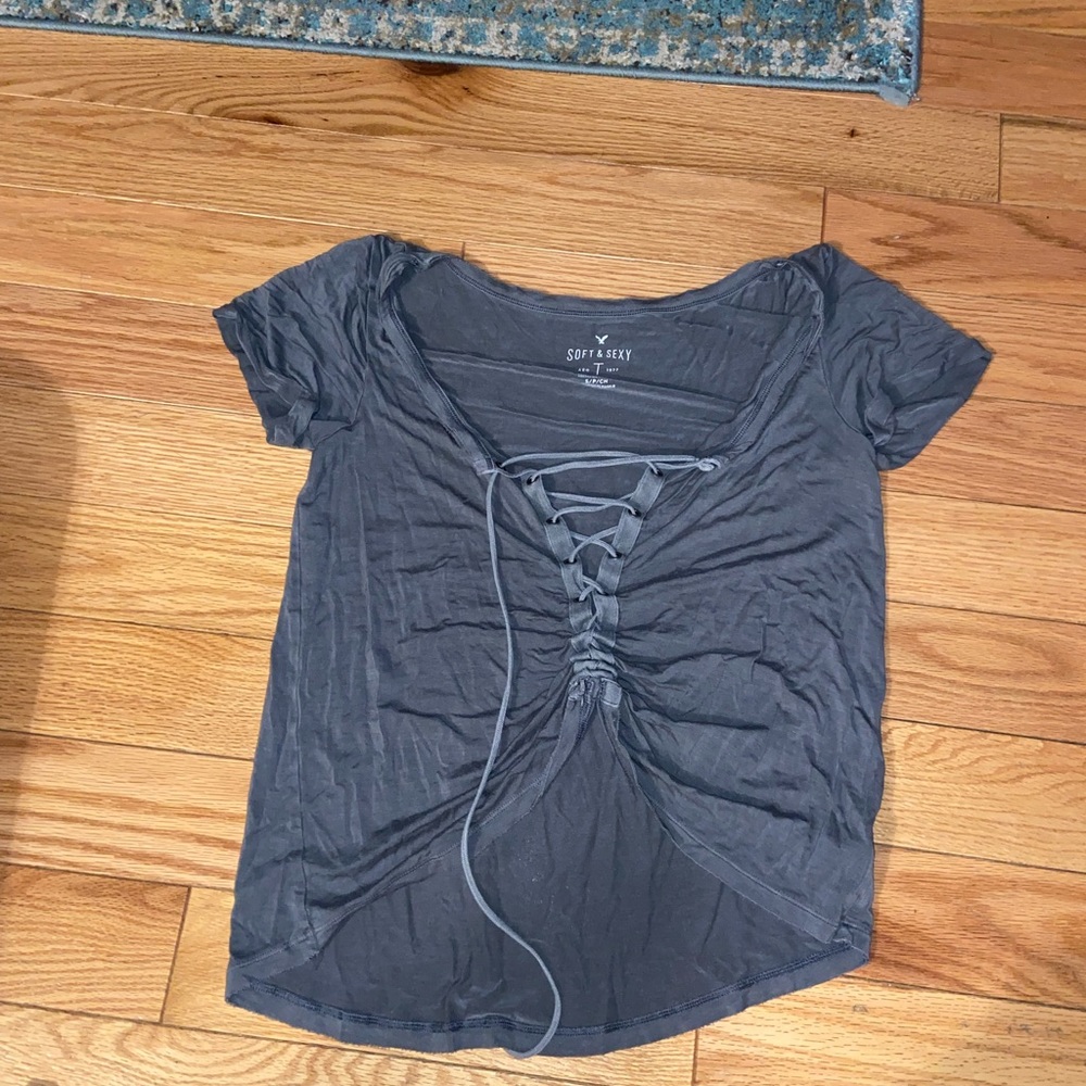 American eagle soft and sexy lace up tee